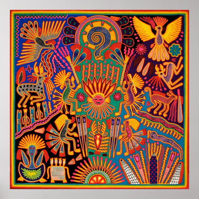 Oaxaca Mexiko Mexikanska Mayan Tribal Art Boho Tra Poster (Framsidan)