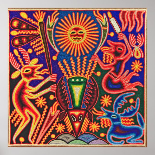 Oaxaca Mexiko Mexikanska Mayan Tribal Art Boho Tra Poster (Framsidan)