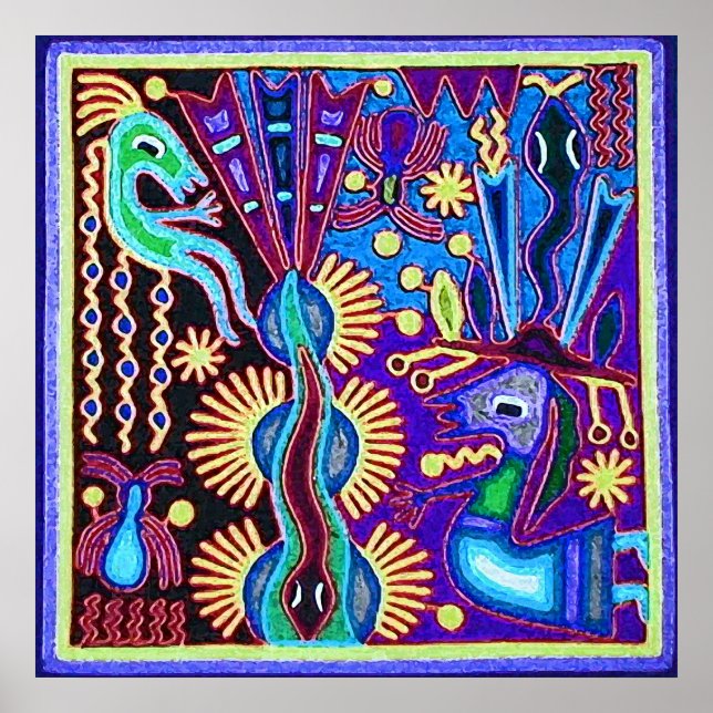 Oaxaca Mexiko Mexikanska Mayan Tribal Art Boho Tra Poster (Framsidan)