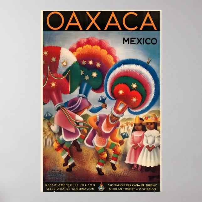 Oaxaca Mexiko Vintage Resemålning Affisch (Framsidan)