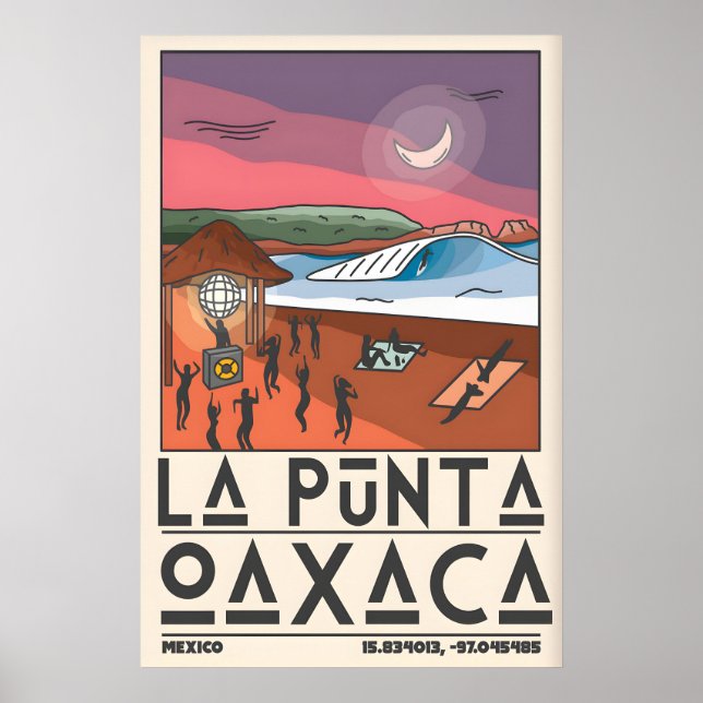 Oaxaca Surfplansch Purple Pink Skies - Halvmåne Poster (Framsidan)