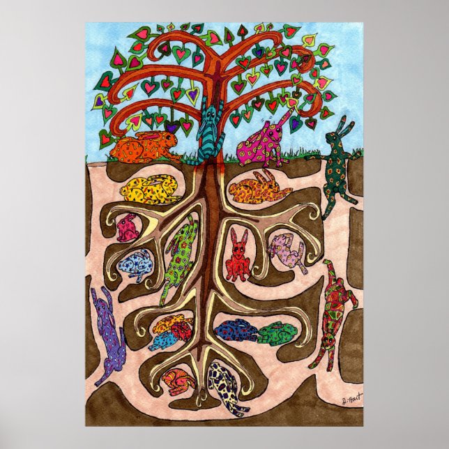 Oaxacan Bunny Livets träd Poster (Framsidan)