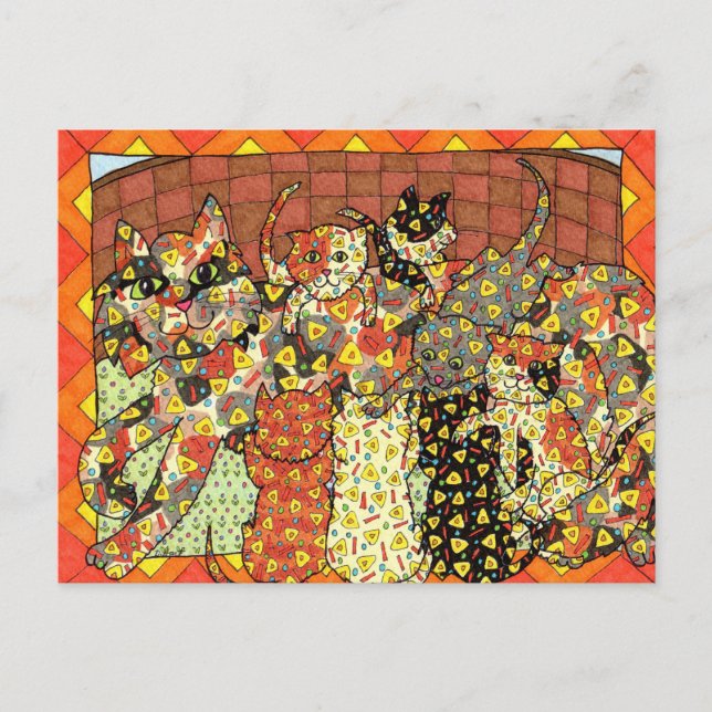 Oaxacan Cat och Kittens Vykort (Framsida)