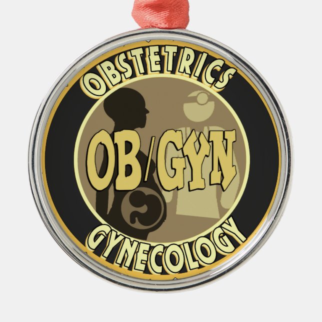 OB/GYN BADGE FEMALE DOKTOR LOGOTYP JULGRANSPRYDNAD METALL (Framsidan)