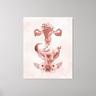 Ob/Gyn Midfru Blommigt Childborn Cervix OVariabler Canvastryck