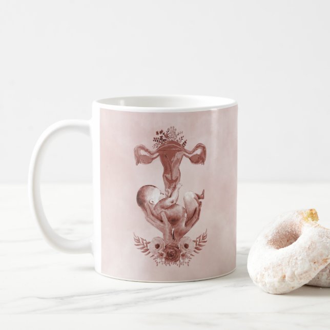 Ob/Gyn Midfru Blommigt Childborn Cervix OVariabler Kaffemugg (Med munk)