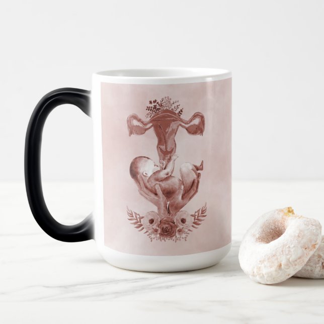 Ob/Gyn Midfru Blommigt Childborn Cervix OVariabler Magisk Mugg (Med munk)