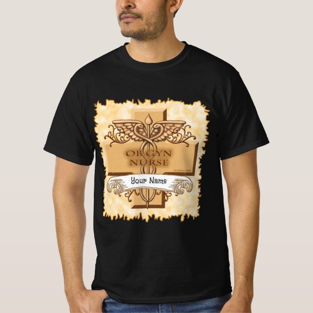 Ob Gyn Nurse kor Caduceus T Shirt (Framsida)