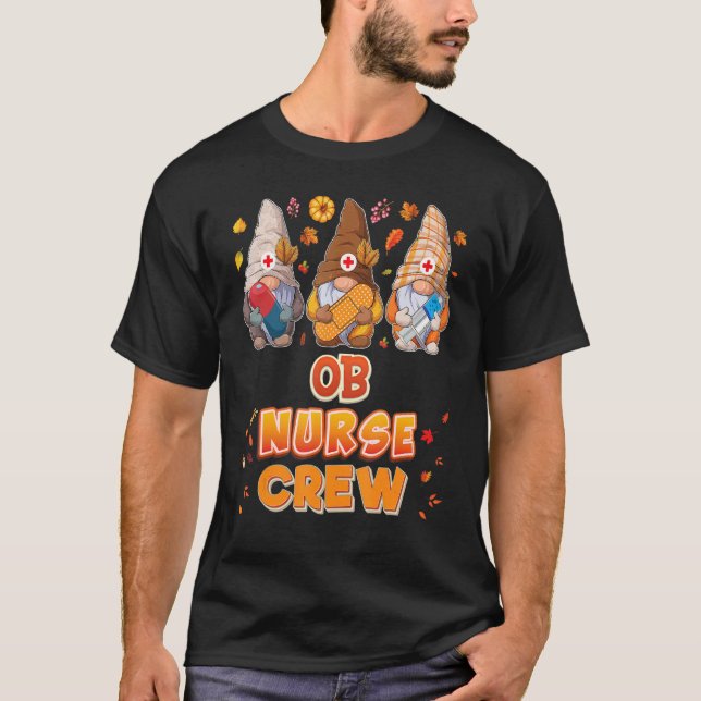 OB Nurse Crew Gnomes Thanksgiving Grateful Fall Le T Shirt (Framsida)