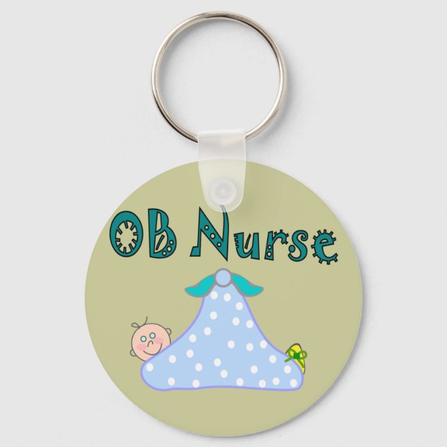 OB Nurse Gifts, Baby in Blanket—Adsible Nyckelring (Framsida)