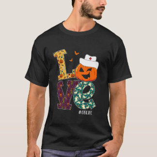 OB-sjuksköterska Halloween läskig pumpa Kärlek Sju T Shirt
