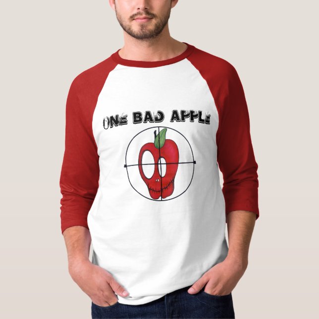 OBA-oldschoolen 3/4 röda äppleskalle för sleeve T Shirt (Framsida)