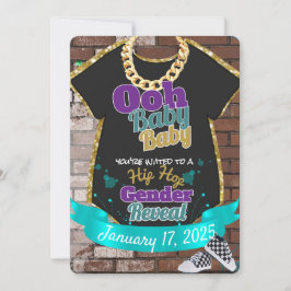 OBaby Baby|Lila & Teal Hip hop Gender Reveal Inbjudningar