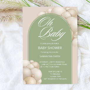 Obaby sage beige ballong Arch minimalist enkel Inbjudningar