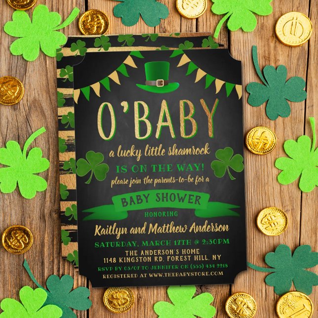 O'Baby St. Patrick's Day Baby Shower-inbjudningar Inbjudningar (Skapare uppladdad)