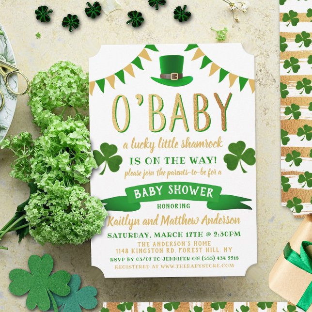 O'Baby St. Patrick's Day Baby Shower-inbjudningar Inbjudningar (Skapare uppladdad)