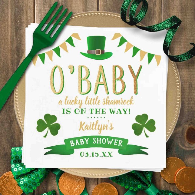 O'Baby St. Patrick's Day Baby Shower Pappersservett (Skapare uppladdad)