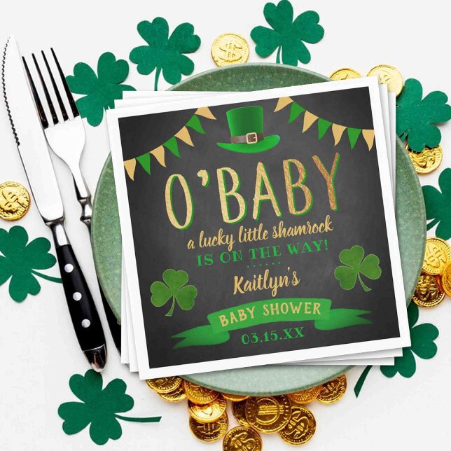 O'Baby St. Patrick's Day Baby Shower Pappersservett (Skapare uppladdad)