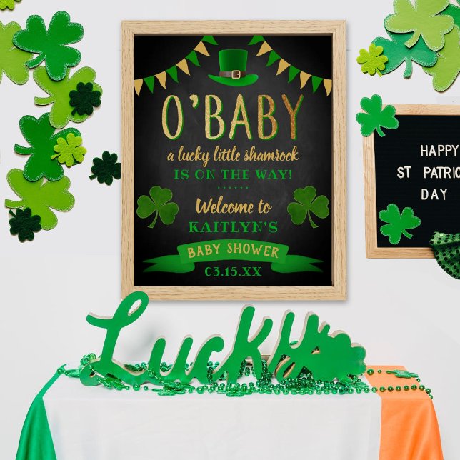 O'Baby St. Patrick's Day Baby Shower Välkommen Poster (Skapare uppladdad)