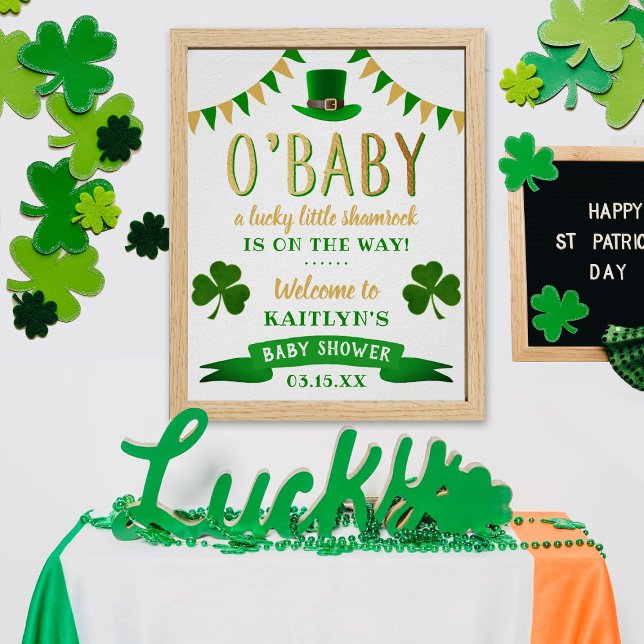 O'Baby St. Patrick's Day Baby Shower Välkommen Poster (Skapare uppladdad)
