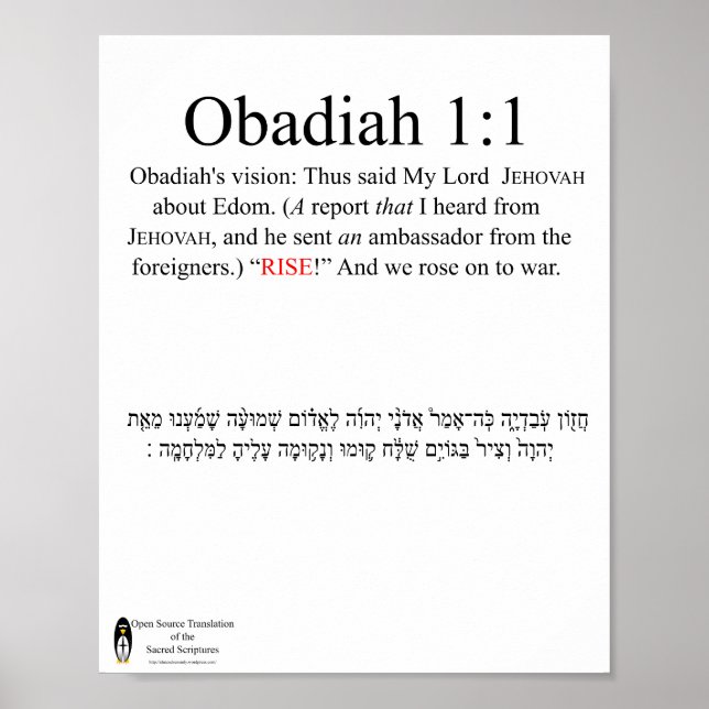 Obadiah 1:1 Poster (Framsidan)
