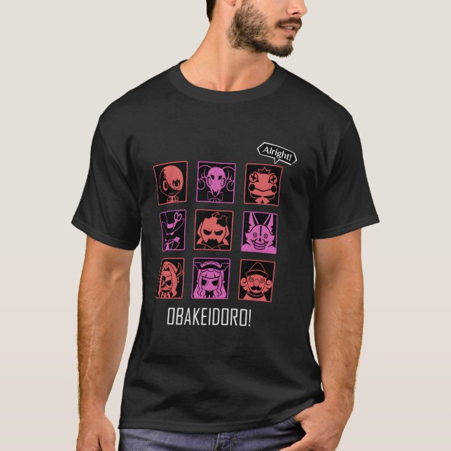 Obakeidoro Ikoner Av Monster I Spel Färg T Shirt (Framsida)