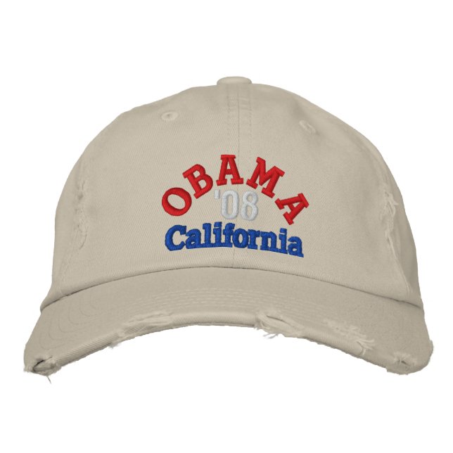 Obama '08 California Hat Broderad Keps (Framsida)