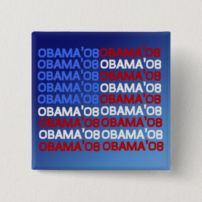 OBAMA; 08 FLAGGA kvadrerar knäppas Knapp (Framsida)