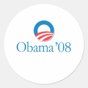 Obama "08 runt klistermärke
