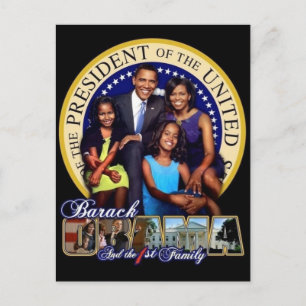 OBAMA-1ST FAMILY-Postcard Vykort