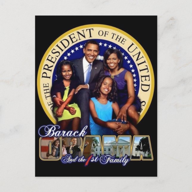 OBAMA-1ST FAMILY-Postcard Vykort (Framsida)