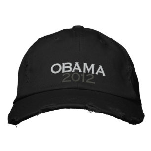 OBAMA 2012 Distress Chino Twill Cap Broderad Keps