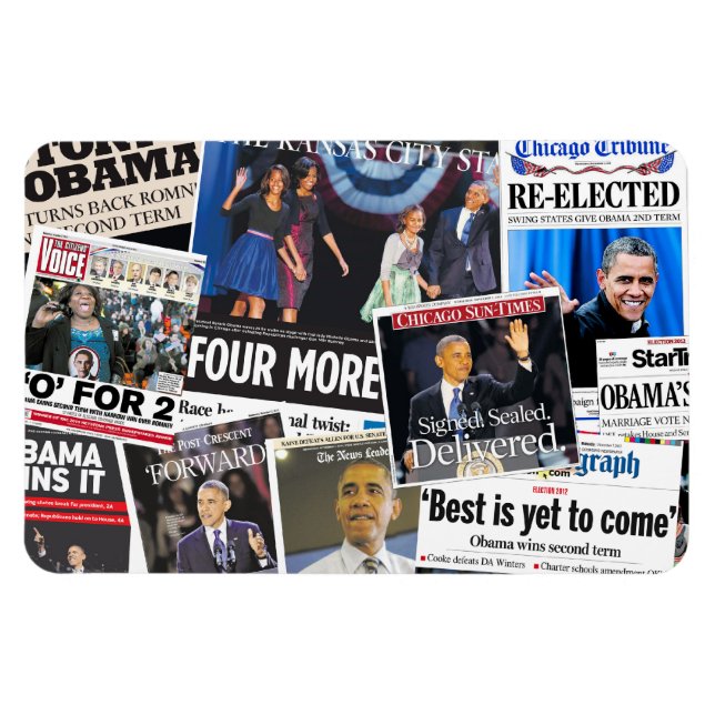 Obama 2012 Newspaper Headline Magnet (Horisontell)