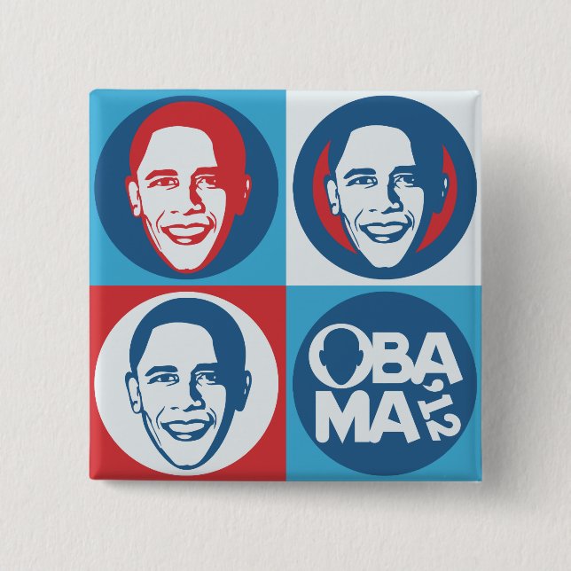 Obama 2012 popkonst kvadrerar knäppas knapp (Framsida)