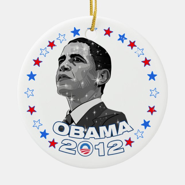 Obama 2012-Porträtt & Stars Julgransprydnad Keramik (Framsidan)