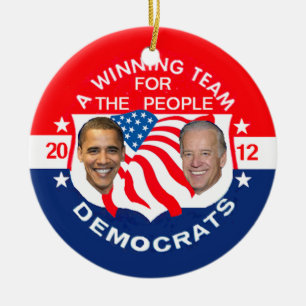 Obama 2012 prydnad julgransprydnad keramik
