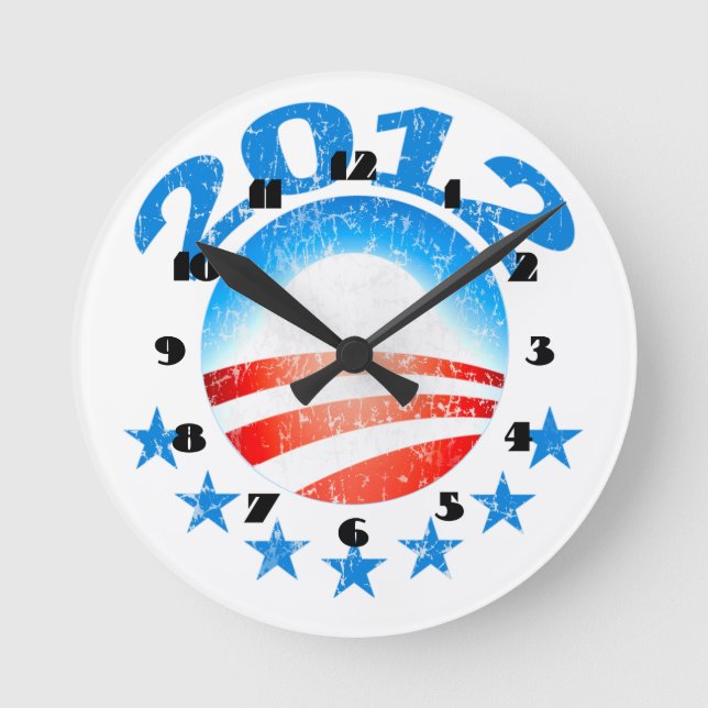 Obama 2012 Wall Clock Rund Klocka (Framsida)