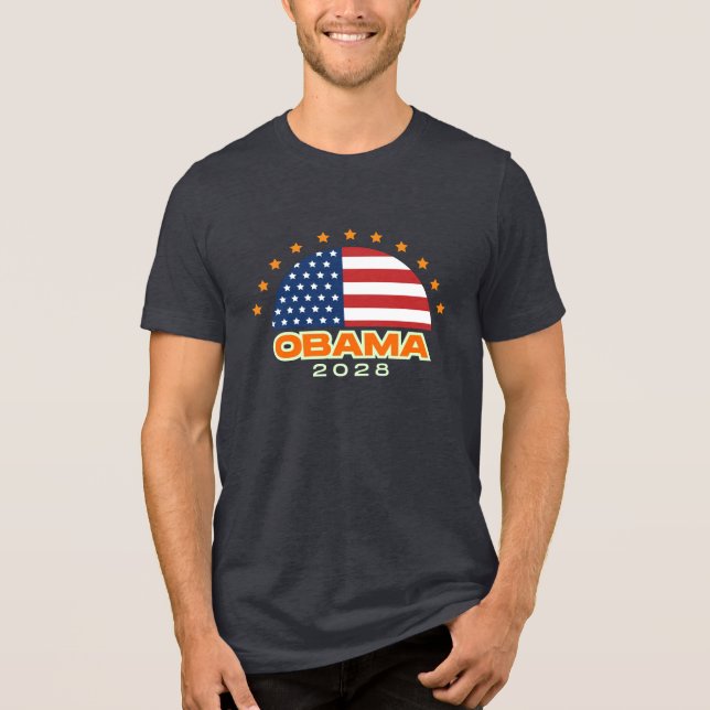 Obama 2028 American Flagga Hope T Shirt (Framsida)