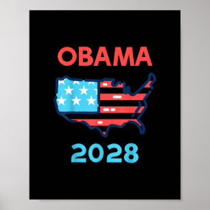 Obama 2028 Usa Karta Patriotisk Politisk Val Vit Poster