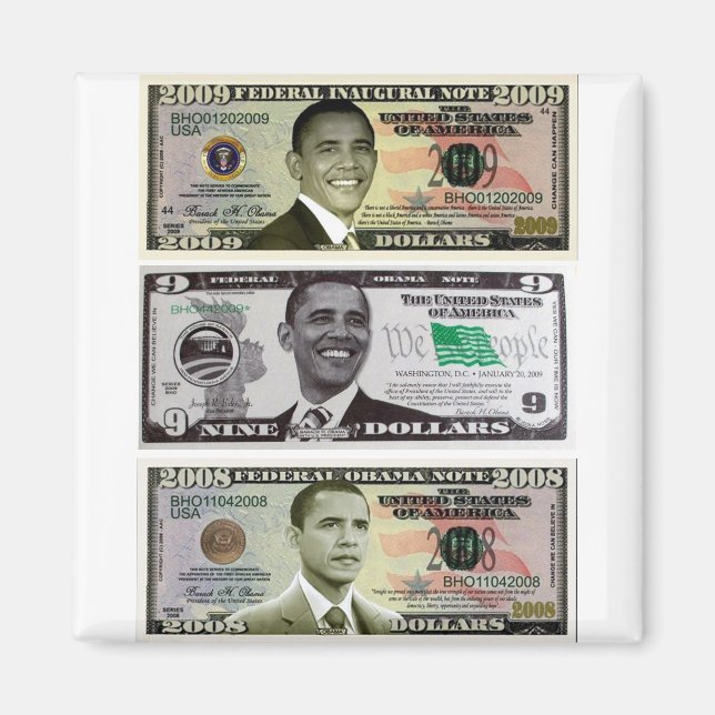 Obama 9 dollar Bill Magnet (Framsidan)
