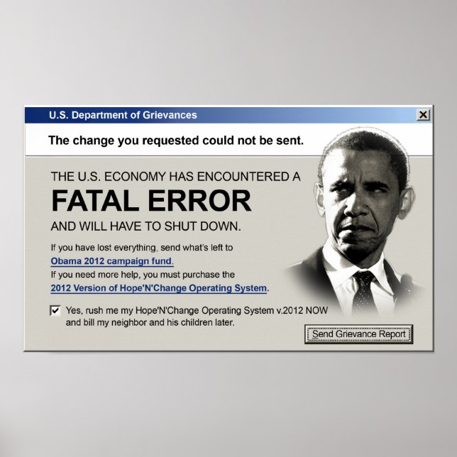 Obama - allvarligt fel: Protest Poster (Framsidan)