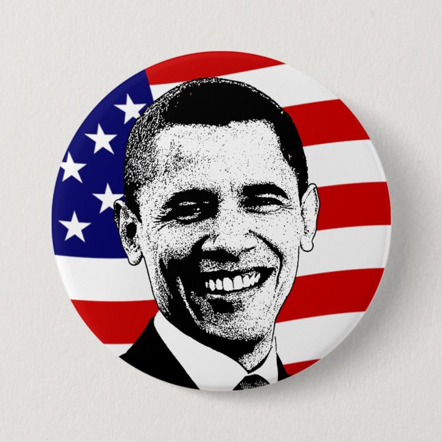 Obama Amerikansk Flagga Knapp (Framsida)