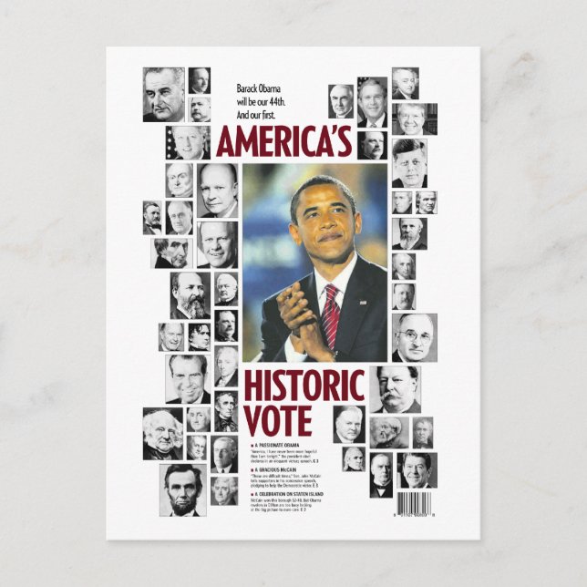 Obama: Amerikanska vykort för historiska röster (Framsida)