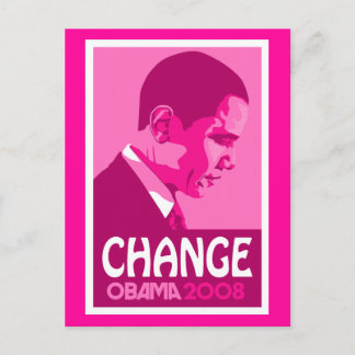 Obama - ändra den mörka rosa vykortet vykort