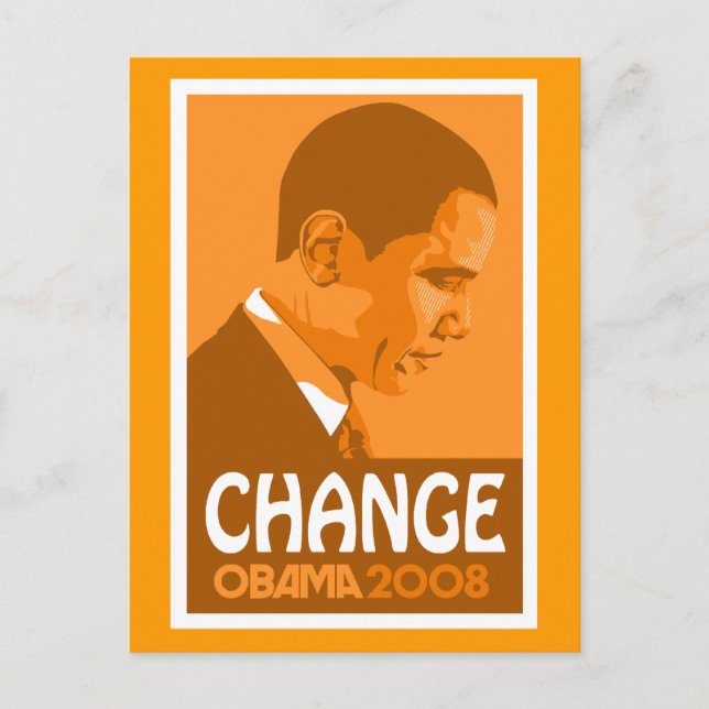 Obama - ändringsmörk - orange vykort (Framsida)