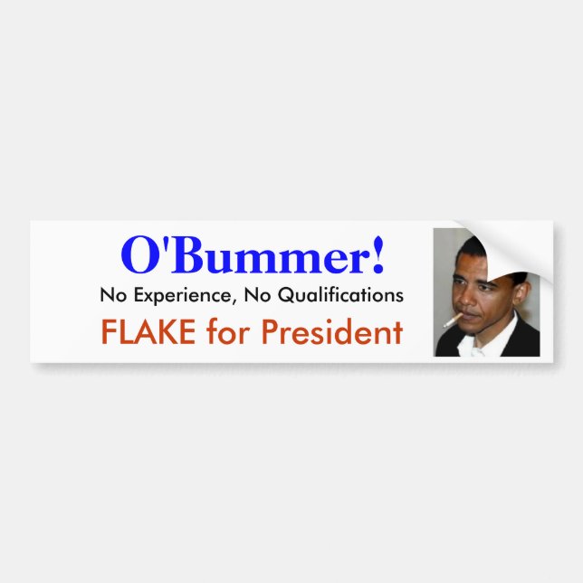 Obama är O'bummer - ett okvalificerat inget erfar Bildekal (Framsidan)