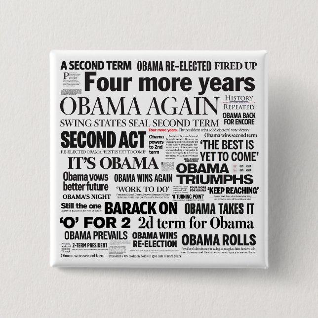 Obama Beträffande-Valde rubrikCollage knäppas Knapp (Framsida)