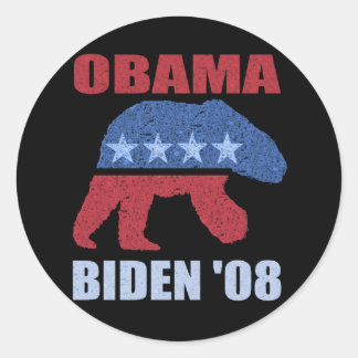Obama Biden '08 Isbjörn-dekal Demokrat Runt Klistermärke