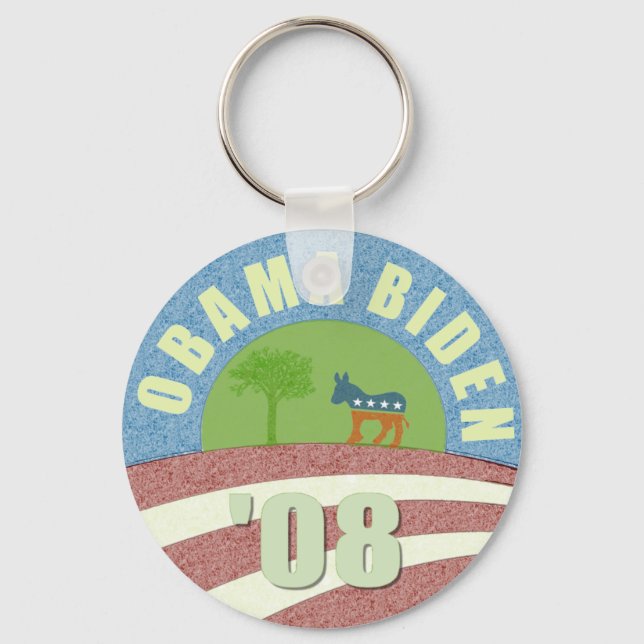 Obama Biden '08 Vintage Logonyckelring Nyckelring (Framsida)