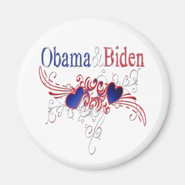 Obama Biden 2008 Patriotic Hearts Magnet (Framsidan)
